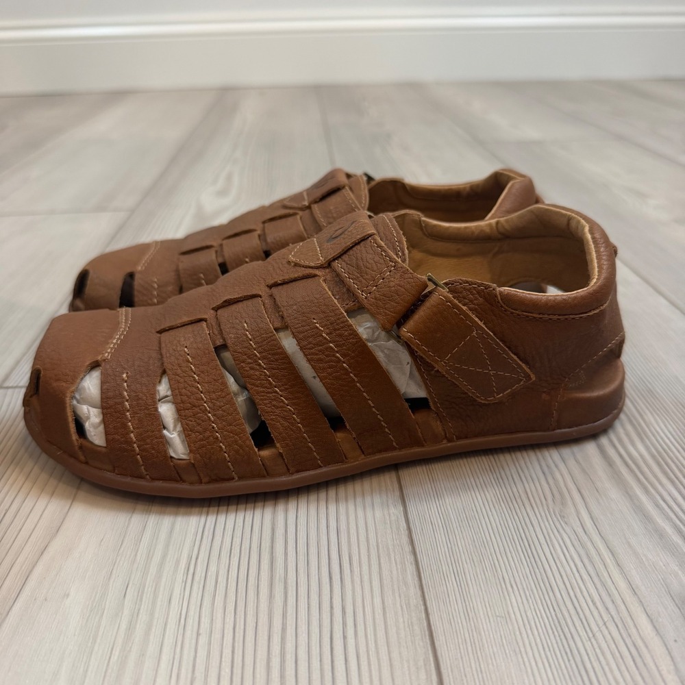 NEW OluKai Mohalu Fisherman Leather Sandals Mens 8 Ginger Brown